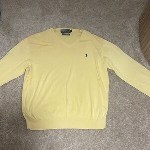 Polo by Ralph Lauren Men's V-Neck Sweater in Soft Yellow
